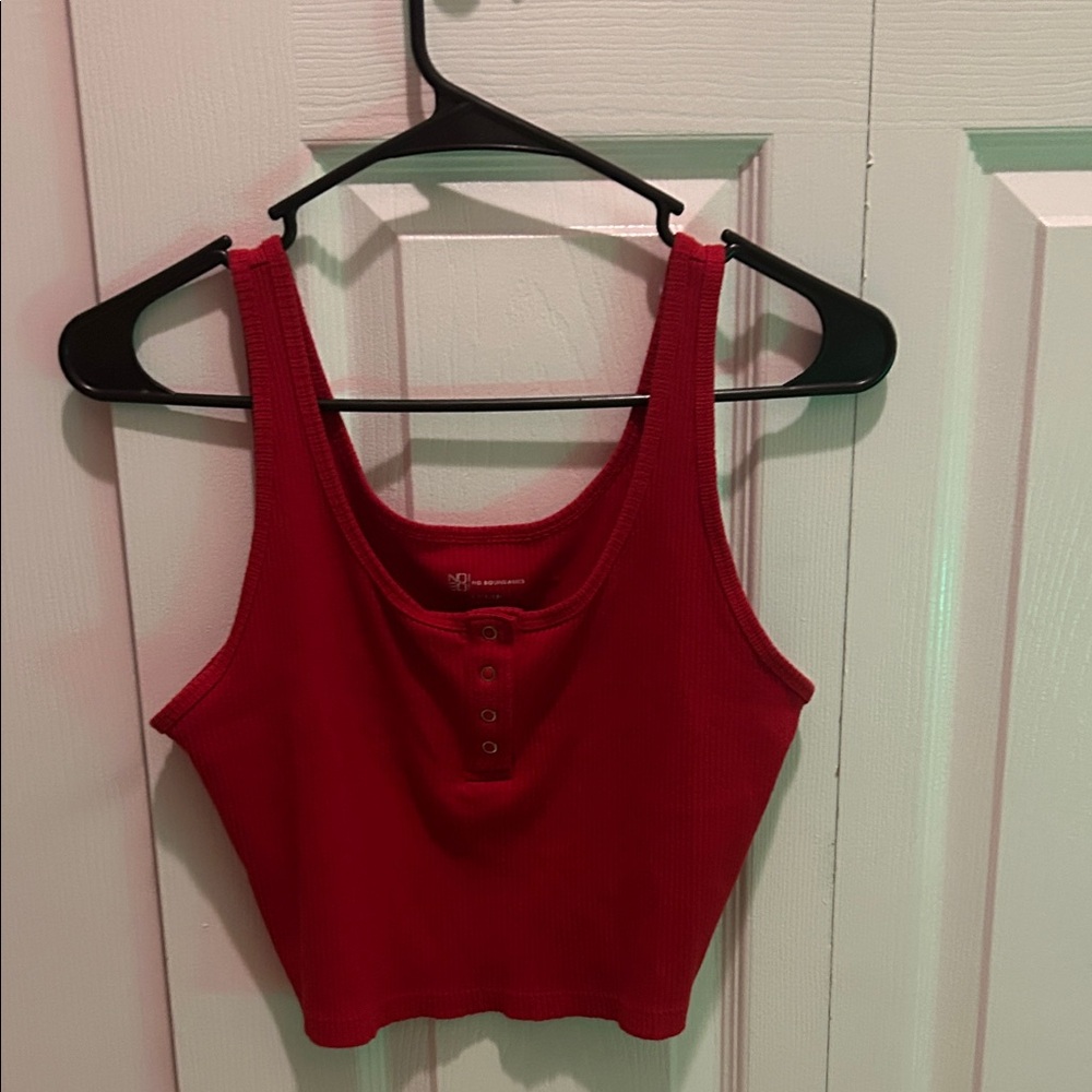 No Boundaries Cherry Red Ribbed Tank Top